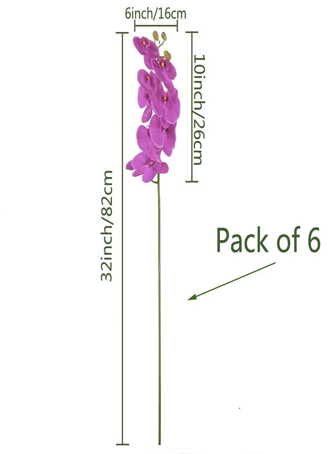 FagusHome 32" Artificial Phalaenopsis Flowers 6 Pcs Artificial Orchid Flowers Stem Plants for Home Décor (Purple) - Image 2
